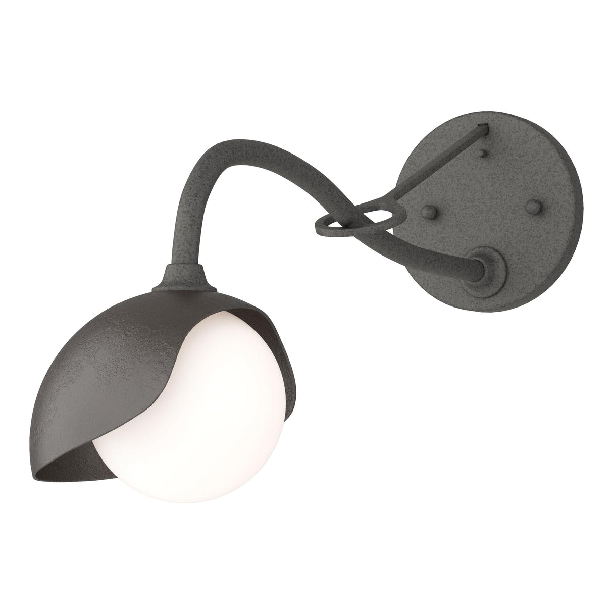 Hubbardton Forge 2022 Natural Iron Oil Rubbed Bronze Opal Glass (GG) Brooklyn 1-Light Single Shade Long-Arm Sconce