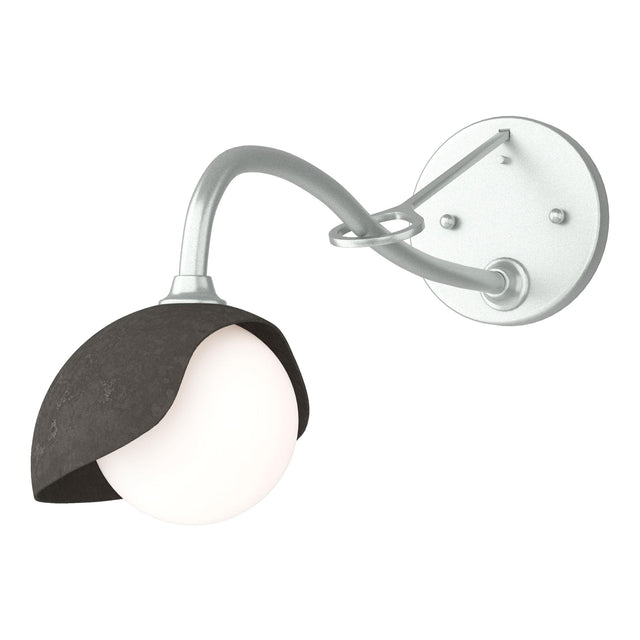 Hubbardton Forge 2022 Vintage Platinum Dark Smoke Opal Glass (GG) Brooklyn 1-Light Single Shade Long-Arm Sconce