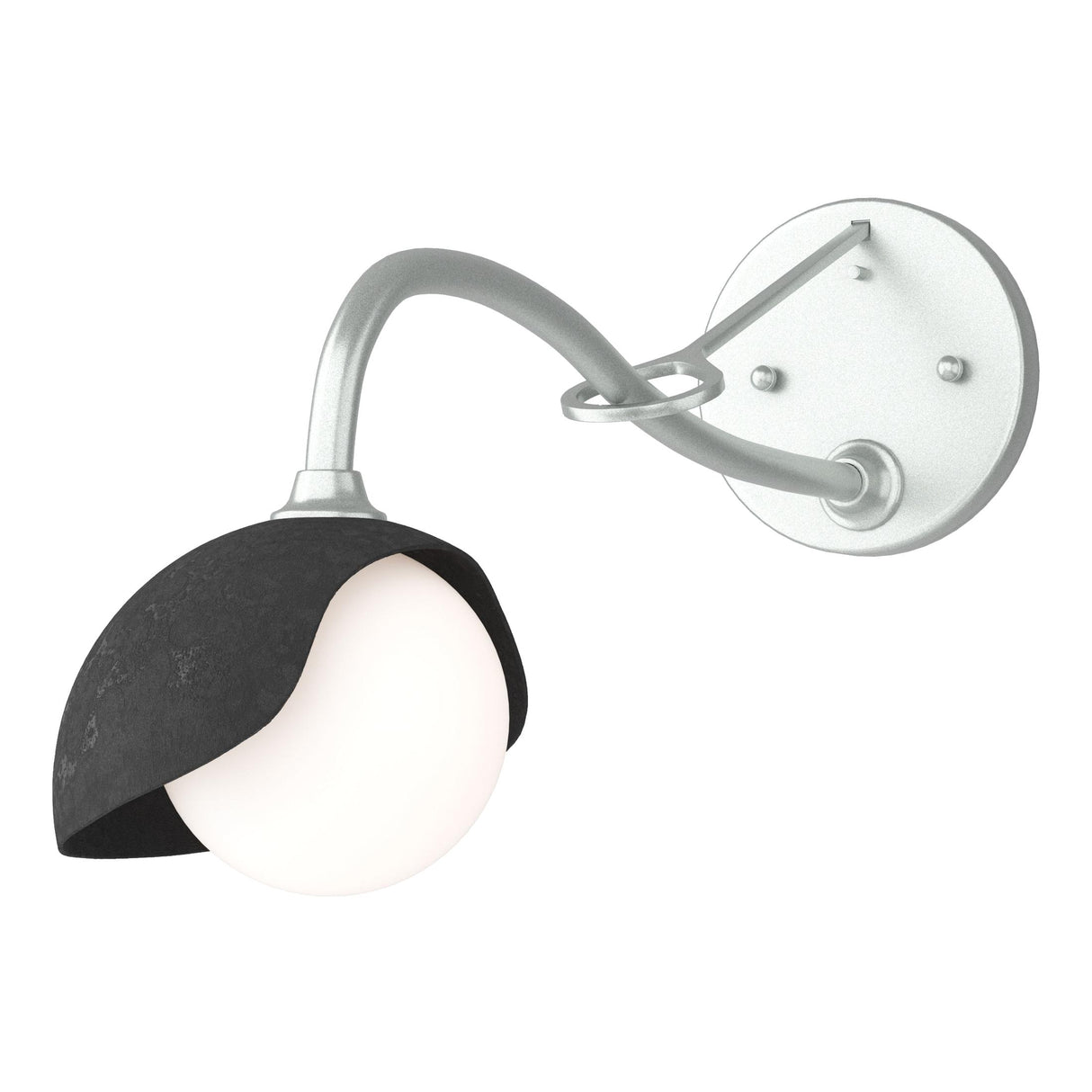 Hubbardton Forge 2022 Vintage Platinum Black Opal Glass (GG) Brooklyn 1-Light Single Shade Long-Arm Sconce