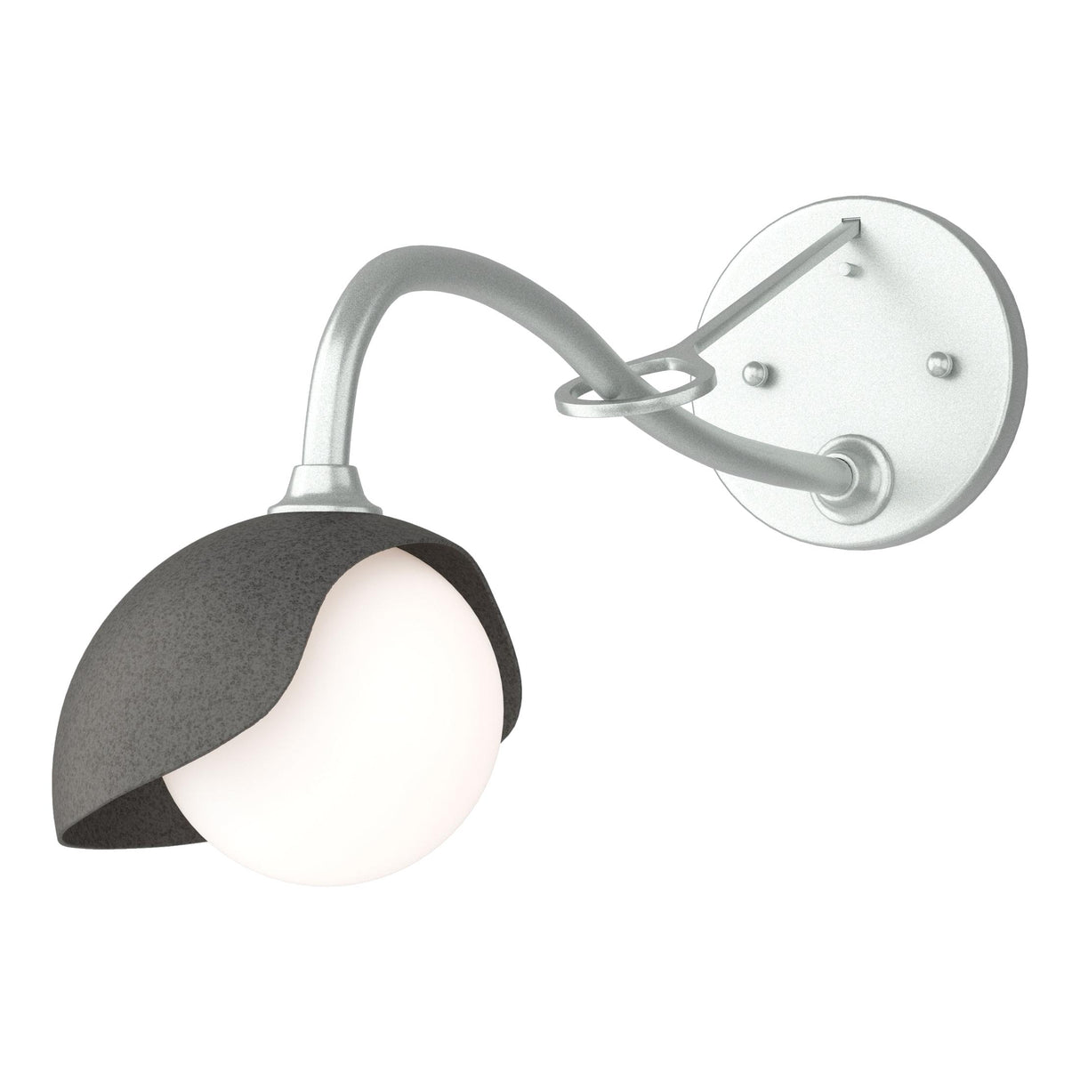 Hubbardton Forge 2022 Vintage Platinum Natural Iron Opal Glass (GG) Brooklyn 1-Light Single Shade Long-Arm Sconce
