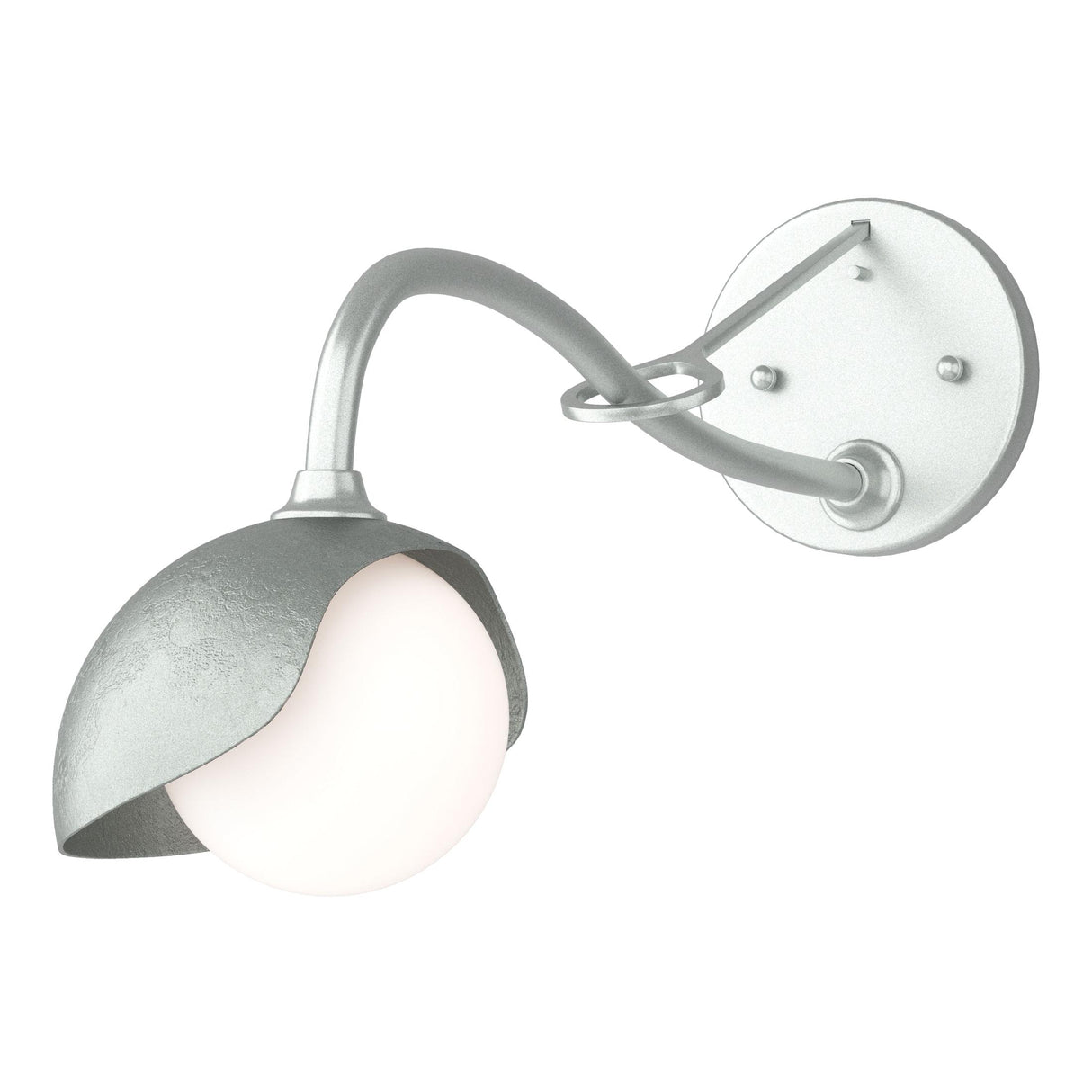 Hubbardton Forge 2022 Vintage Platinum Vintage Platinum Opal Glass (GG) Brooklyn 1-Light Single Shade Long-Arm Sconce