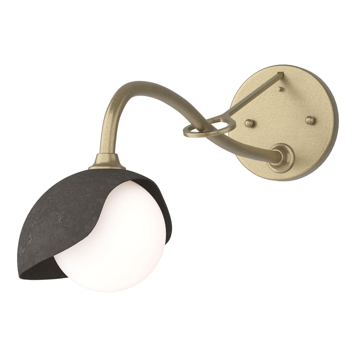 Hubbardton Forge 2022 Soft Gold Dark Smoke Opal Glass (GG) Brooklyn 1-Light Single Shade Long-Arm Sconce