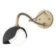 Hubbardton Forge 2022 Soft Gold Black Opal Glass (GG) Brooklyn 1-Light Single Shade Long-Arm Sconce