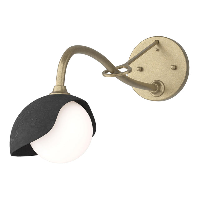 Hubbardton Forge 2022 Soft Gold Black Opal Glass (GG) Brooklyn 1-Light Single Shade Long-Arm Sconce