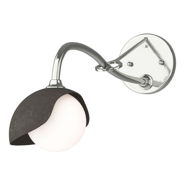 Hubbardton Forge 2022 Sterling Dark Smoke Opal Glass (GG) Brooklyn 1-Light Single Shade Long-Arm Sconce