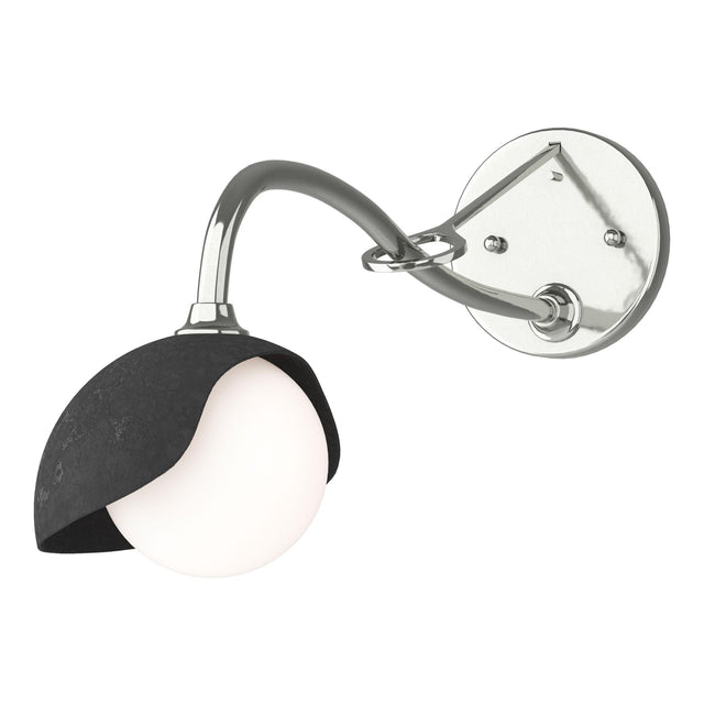 Hubbardton Forge 2022 Sterling Black Opal Glass (GG) Brooklyn 1-Light Single Shade Long-Arm Sconce