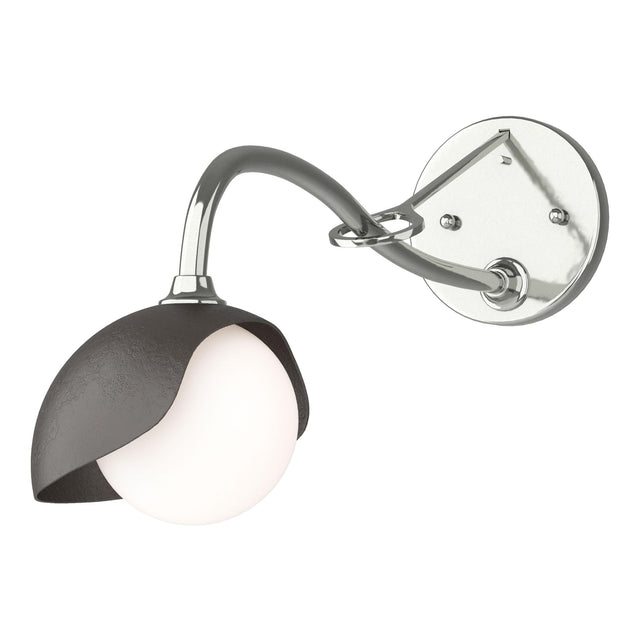 Hubbardton Forge 2022 Sterling Oil Rubbed Bronze Opal Glass (GG) Brooklyn 1-Light Single Shade Long-Arm Sconce