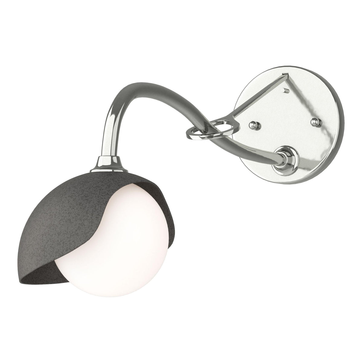 Hubbardton Forge 2022 Sterling Natural Iron Opal Glass (GG) Brooklyn 1-Light Single Shade Long-Arm Sconce
