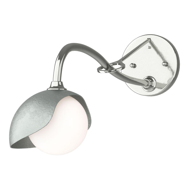 Hubbardton Forge 2022 Sterling Vintage Platinum Opal Glass (GG) Brooklyn 1-Light Single Shade Long-Arm Sconce