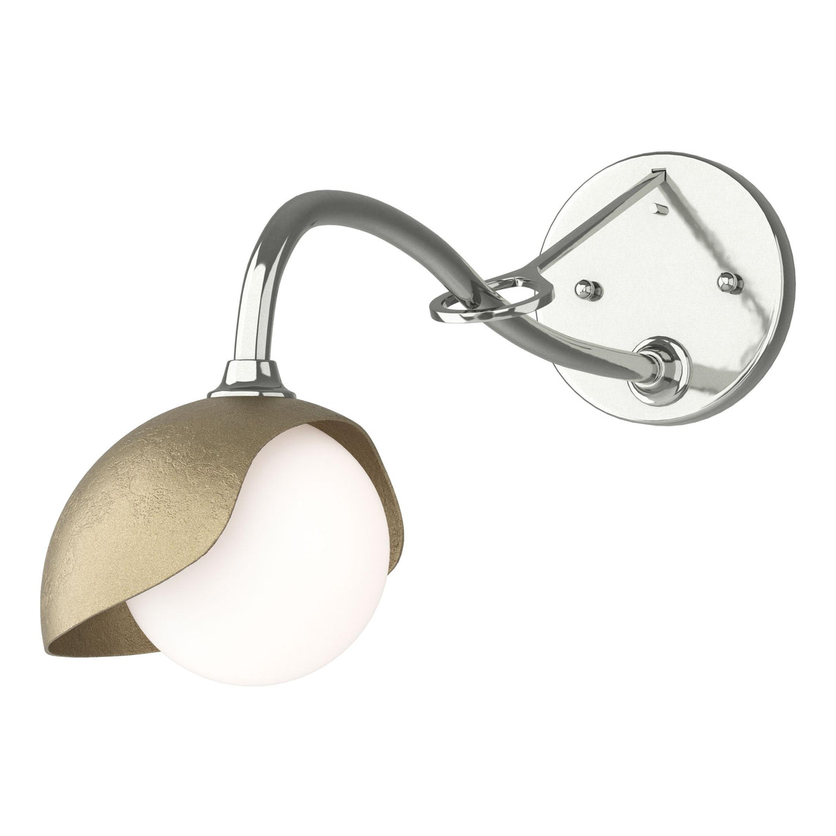 Hubbardton Forge 2022 Sterling Soft Gold Opal Glass (GG) Brooklyn 1-Light Single Shade Long-Arm Sconce