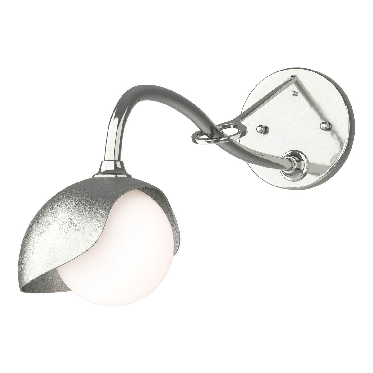 Hubbardton Forge 2022 Sterling Sterling Opal Glass (GG) Brooklyn 1-Light Single Shade Long-Arm Sconce