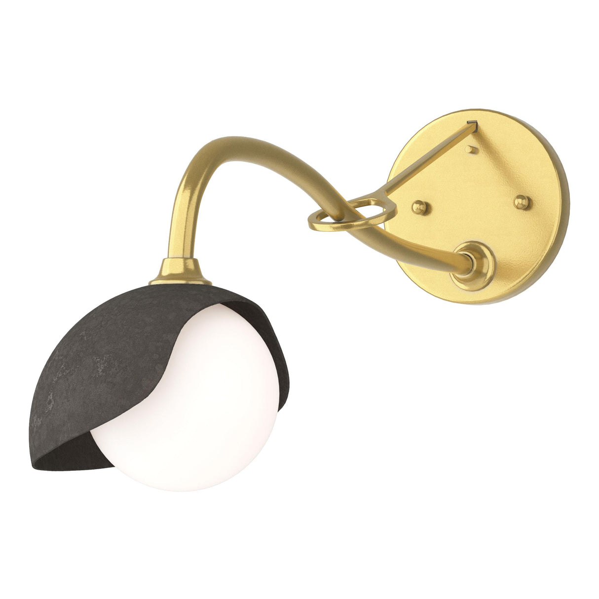 Hubbardton Forge 2022 Modern Brass Dark Smoke Opal Glass (GG) Brooklyn 1-Light Single Shade Long-Arm Sconce
