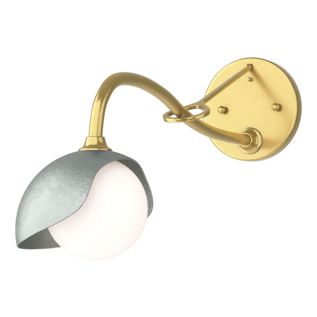Hubbardton Forge 2022 Modern Brass Vintage Platinum Opal Glass (GG) Brooklyn 1-Light Single Shade Long-Arm Sconce