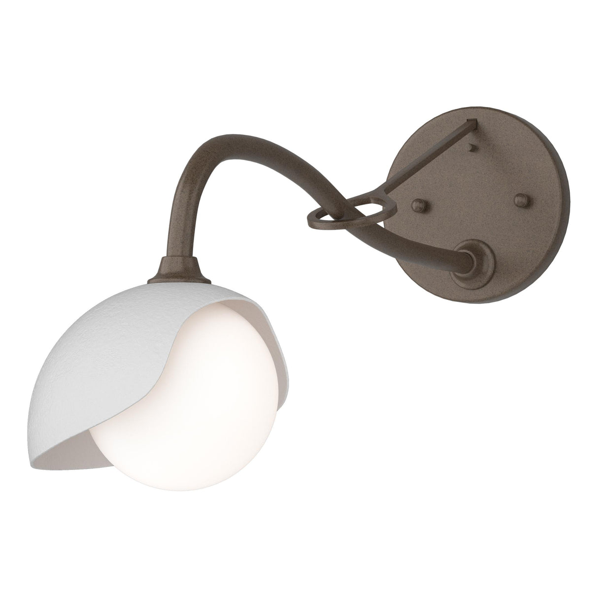 Hubbardton Forge 2022 Bronze White Opal Glass (GG) Brooklyn 1-Light Single Shade Long-Arm Sconce