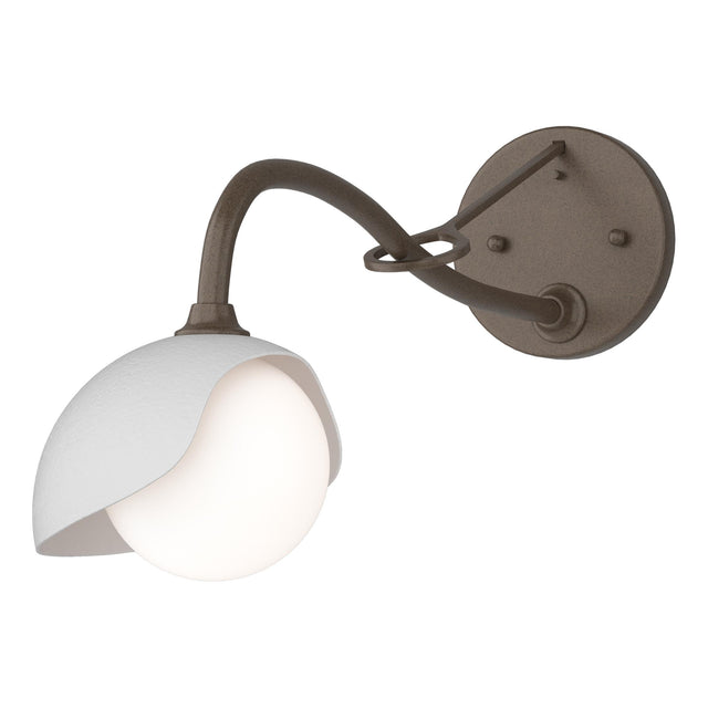 Hubbardton Forge 2022 Bronze White Opal Glass (GG) Brooklyn 1-Light Single Shade Long-Arm Sconce