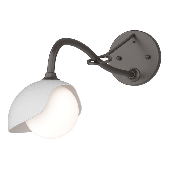 Hubbardton Forge 2022 Oil Rubbed Bronze White Opal Glass (GG) Brooklyn 1-Light Single Shade Long-Arm Sconce