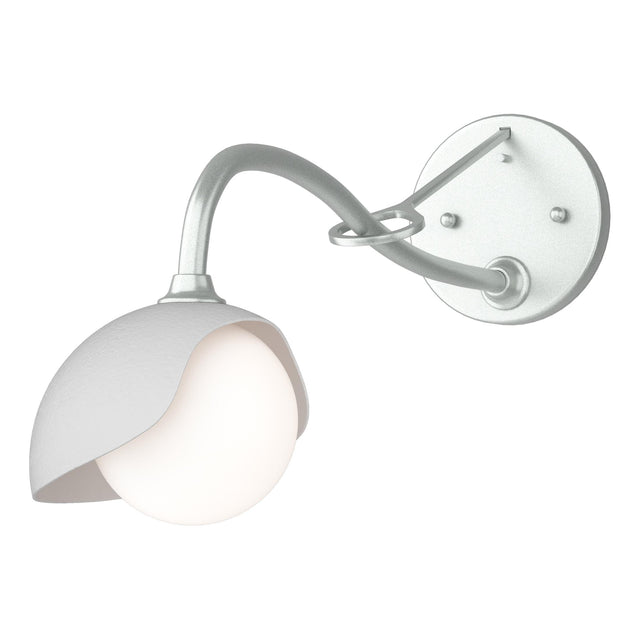 Hubbardton Forge 2022 Vintage Platinum White Opal Glass (GG) Brooklyn 1-Light Single Shade Long-Arm Sconce