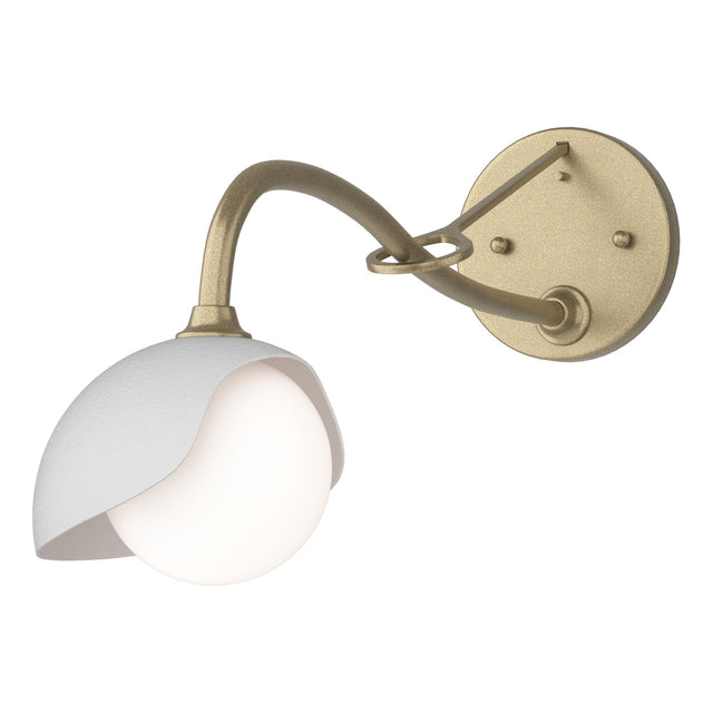 Hubbardton Forge 2022 Soft Gold White Opal Glass (GG) Brooklyn 1-Light Single Shade Long-Arm Sconce