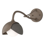 Hubbardton Forge 2022 Bronze Dark Smoke Opal Glass (GG) Brooklyn 1-Light Double Shade Long-Arm Sconce