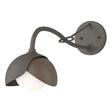 Hubbardton Forge 2022 Dark Smoke Bronze Opal Glass (GG) Brooklyn 1-Light Double Shade Long-Arm Sconce