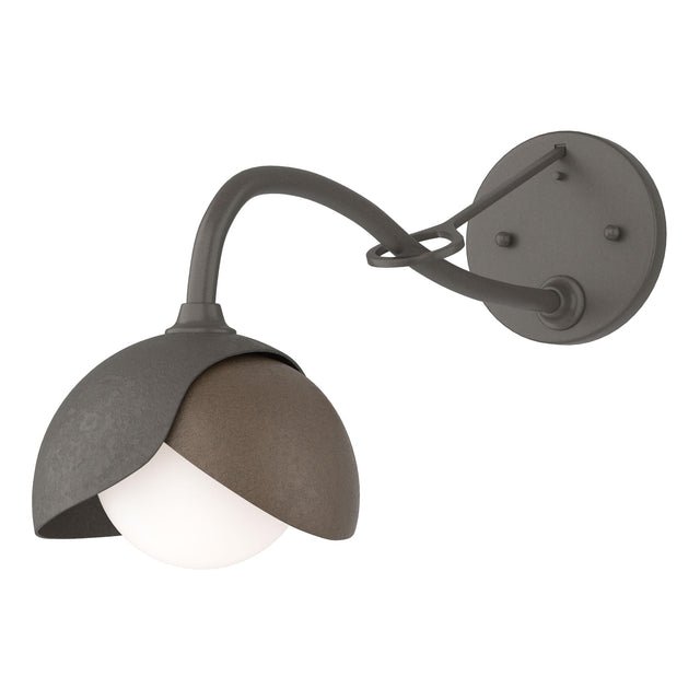 Hubbardton Forge 2022 Dark Smoke Bronze Opal Glass (GG) Brooklyn 1-Light Double Shade Long-Arm Sconce