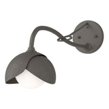 Hubbardton Forge 2022 Dark Smoke Dark Smoke Opal Glass (GG) Brooklyn 1-Light Double Shade Long-Arm Sconce