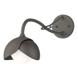 Hubbardton Forge 2022 Dark Smoke Oil Rubbed Bronze Opal Glass (GG) Brooklyn 1-Light Double Shade Long-Arm Sconce