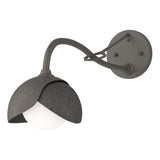 Hubbardton Forge 2022 Dark Smoke Natural Iron Opal Glass (GG) Brooklyn 1-Light Double Shade Long-Arm Sconce