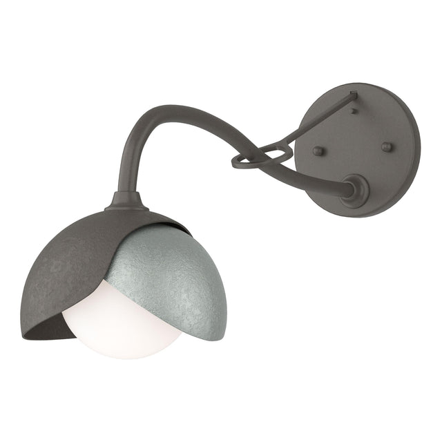 Hubbardton Forge 2022 Dark Smoke Vintage Platinum Opal Glass (GG) Brooklyn 1-Light Double Shade Long-Arm Sconce