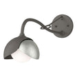 Hubbardton Forge 2022 Dark Smoke Sterling Opal Glass (GG) Brooklyn 1-Light Double Shade Long-Arm Sconce