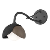 Hubbardton Forge 2022 Black Bronze Opal Glass (GG) Brooklyn 1-Light Double Shade Long-Arm Sconce