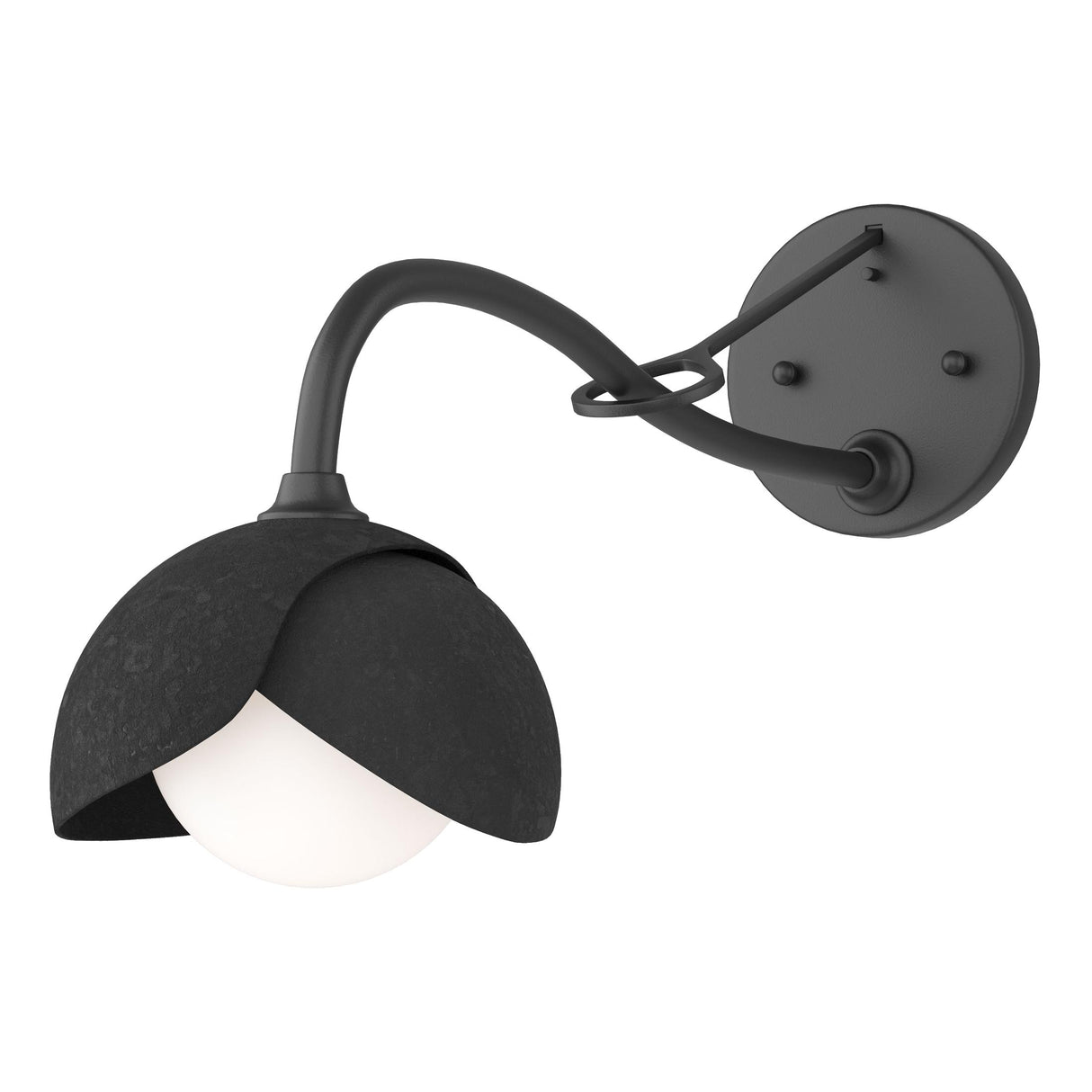 Hubbardton Forge 2022 Black Black Opal Glass (GG) Brooklyn 1-Light Double Shade Long-Arm Sconce