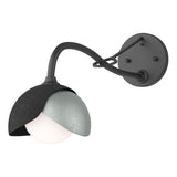 Hubbardton Forge 2022 Black Vintage Platinum Opal Glass (GG) Brooklyn 1-Light Double Shade Long-Arm Sconce