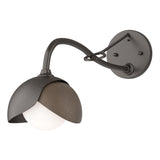 Hubbardton Forge 2022 Oil Rubbed Bronze Bronze Opal Glass (GG) Brooklyn 1-Light Double Shade Long-Arm Sconce