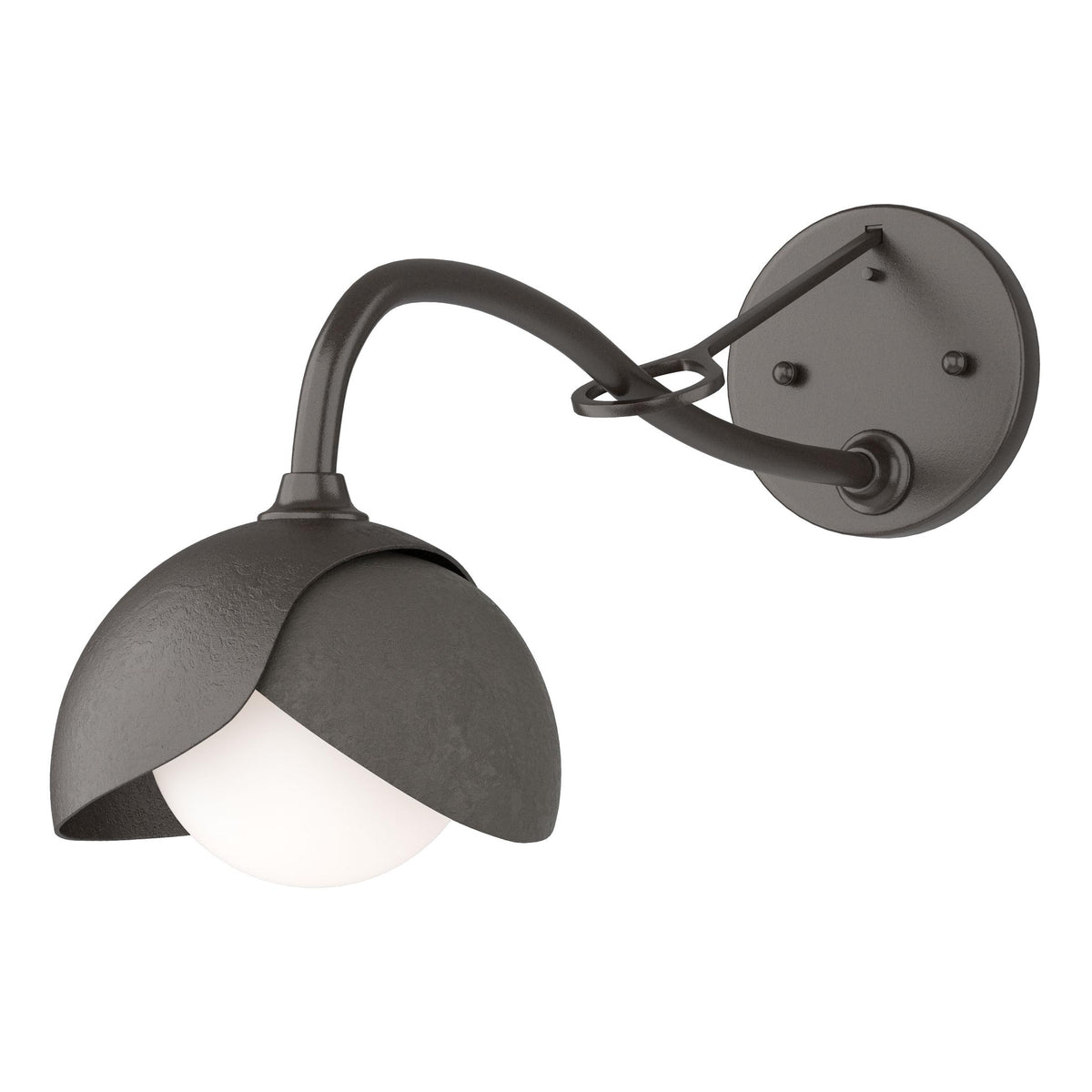Hubbardton Forge 2022 Oil Rubbed Bronze Dark Smoke Opal Glass (GG) Brooklyn 1-Light Double Shade Long-Arm Sconce