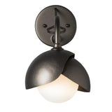 Hubbardton Forge 2022 Oil Rubbed Bronze Oil Rubbed Bronze Opal Glass (GG) Brooklyn 1-Light Double Shade Long-Arm Sconce