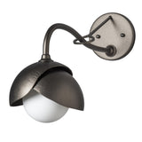 Hubbardton Forge 2022 Oil Rubbed Bronze Oil Rubbed Bronze Opal Glass (GG) Brooklyn 1-Light Double Shade Long-Arm Sconce