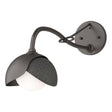 Hubbardton Forge 2022 Oil Rubbed Bronze Natural Iron Opal Glass (GG) Brooklyn 1-Light Double Shade Long-Arm Sconce