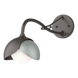 Hubbardton Forge 2022 Oil Rubbed Bronze Vintage Platinum Opal Glass (GG) Brooklyn 1-Light Double Shade Long-Arm Sconce