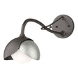 Hubbardton Forge 2022 Oil Rubbed Bronze Sterling Opal Glass (GG) Brooklyn 1-Light Double Shade Long-Arm Sconce