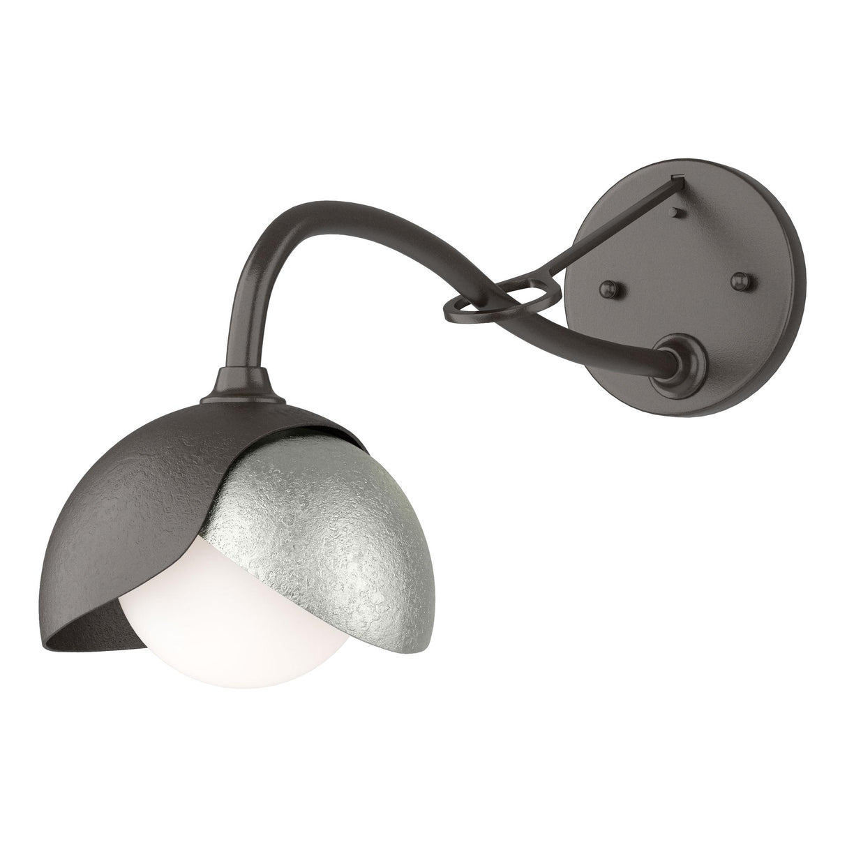 Hubbardton Forge 2022 Oil Rubbed Bronze Sterling Opal Glass (GG) Brooklyn 1-Light Double Shade Long-Arm Sconce