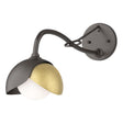 Hubbardton Forge 2022 Oil Rubbed Bronze Modern Brass Opal Glass (GG) Brooklyn 1-Light Double Shade Long-Arm Sconce
