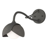 Hubbardton Forge 2022 Natural Iron Dark Smoke Opal Glass (GG) Brooklyn 1-Light Double Shade Long-Arm Sconce