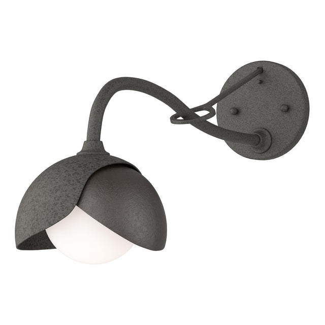 Hubbardton Forge 2022 Natural Iron Oil Rubbed Bronze Opal Glass (GG) Brooklyn 1-Light Double Shade Long-Arm Sconce