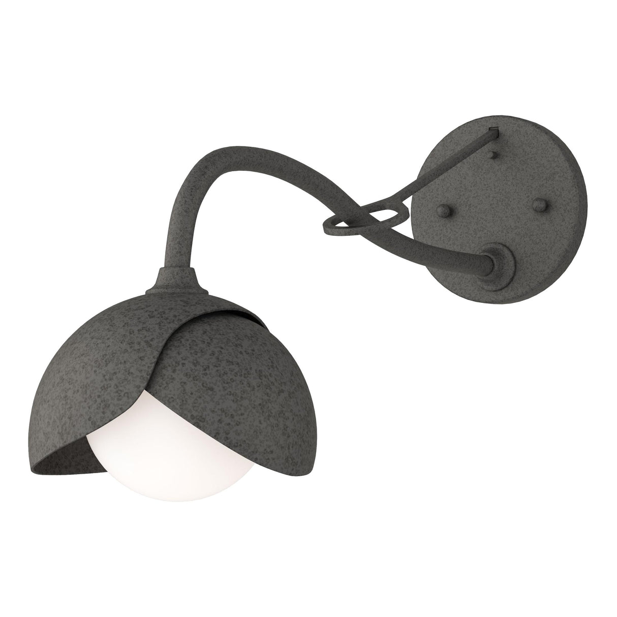 Hubbardton Forge 2022 Natural Iron Natural Iron Opal Glass (GG) Brooklyn 1-Light Double Shade Long-Arm Sconce