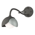 Hubbardton Forge 2022 Natural Iron Vintage Platinum Opal Glass (GG) Brooklyn 1-Light Double Shade Long-Arm Sconce
