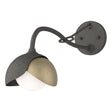 Hubbardton Forge 2022 Natural Iron Soft Gold Opal Glass (GG) Brooklyn 1-Light Double Shade Long-Arm Sconce