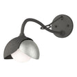 Hubbardton Forge 2022 Natural Iron Sterling Opal Glass (GG) Brooklyn 1-Light Double Shade Long-Arm Sconce