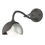 Hubbardton Forge 2022 Natural Iron Sterling Opal Glass (GG) Brooklyn 1-Light Double Shade Long-Arm Sconce