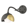 Hubbardton Forge 2022 Natural Iron Modern Brass Opal Glass (GG) Brooklyn 1-Light Double Shade Long-Arm Sconce